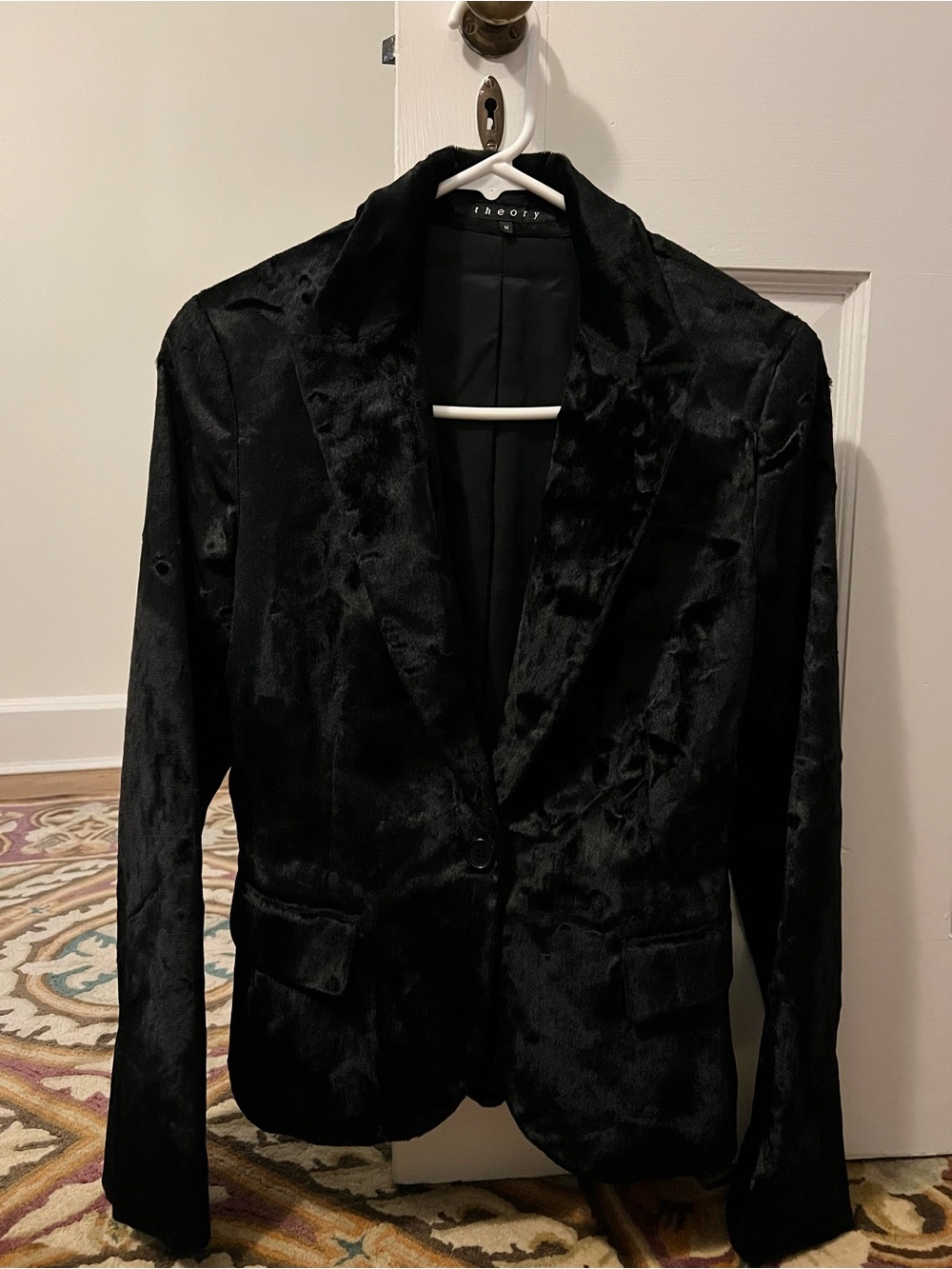 Theory Black Velvet Single-Button Blazer